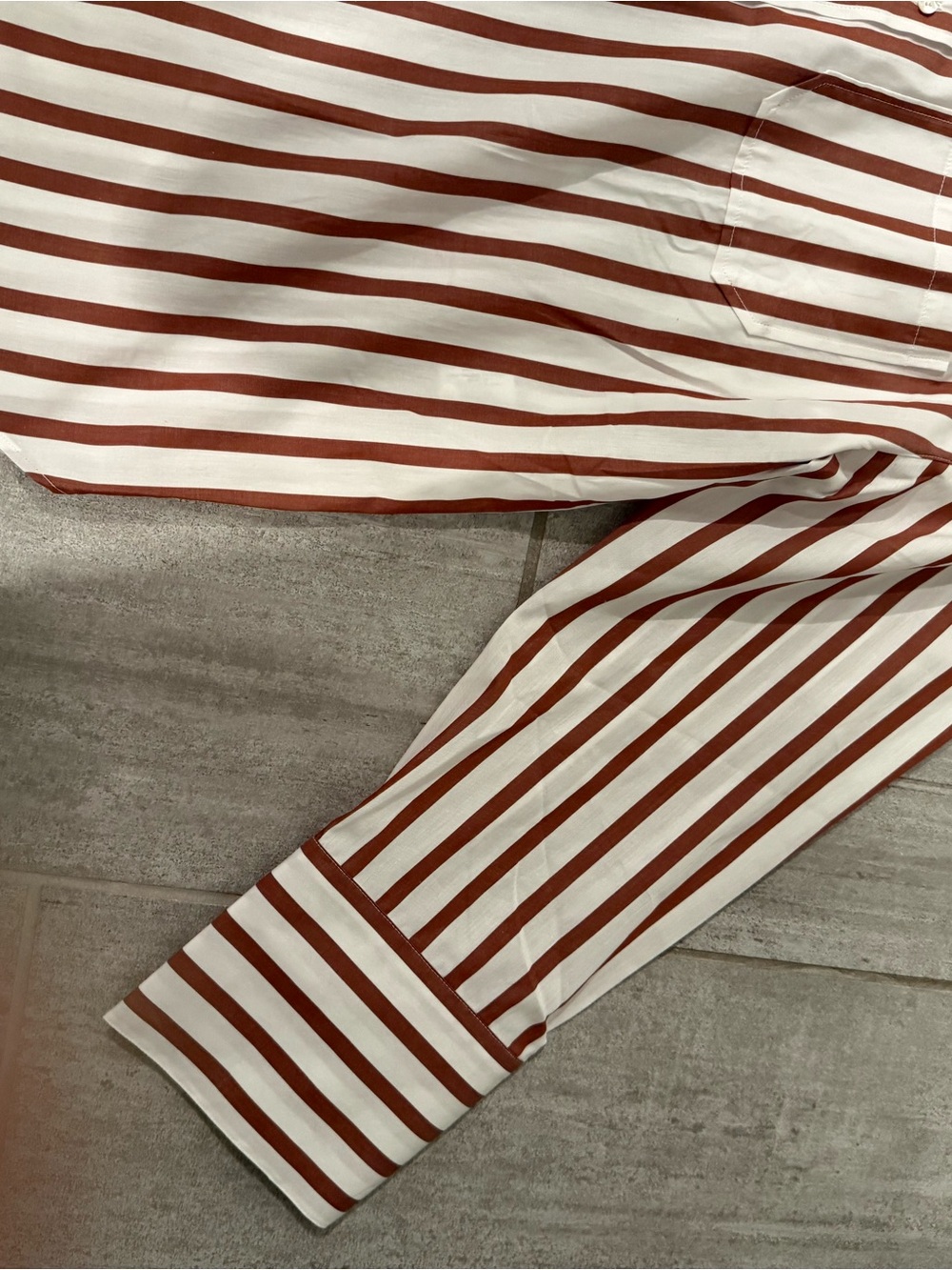 NWT Sézane Bilma Camel Stripes Button Down Shirt - Picture 5 of 11